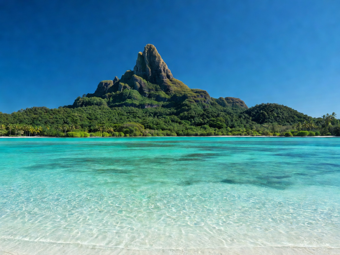 Bora Bora French Polynesia turquoise lagoon and Mount Otemanu