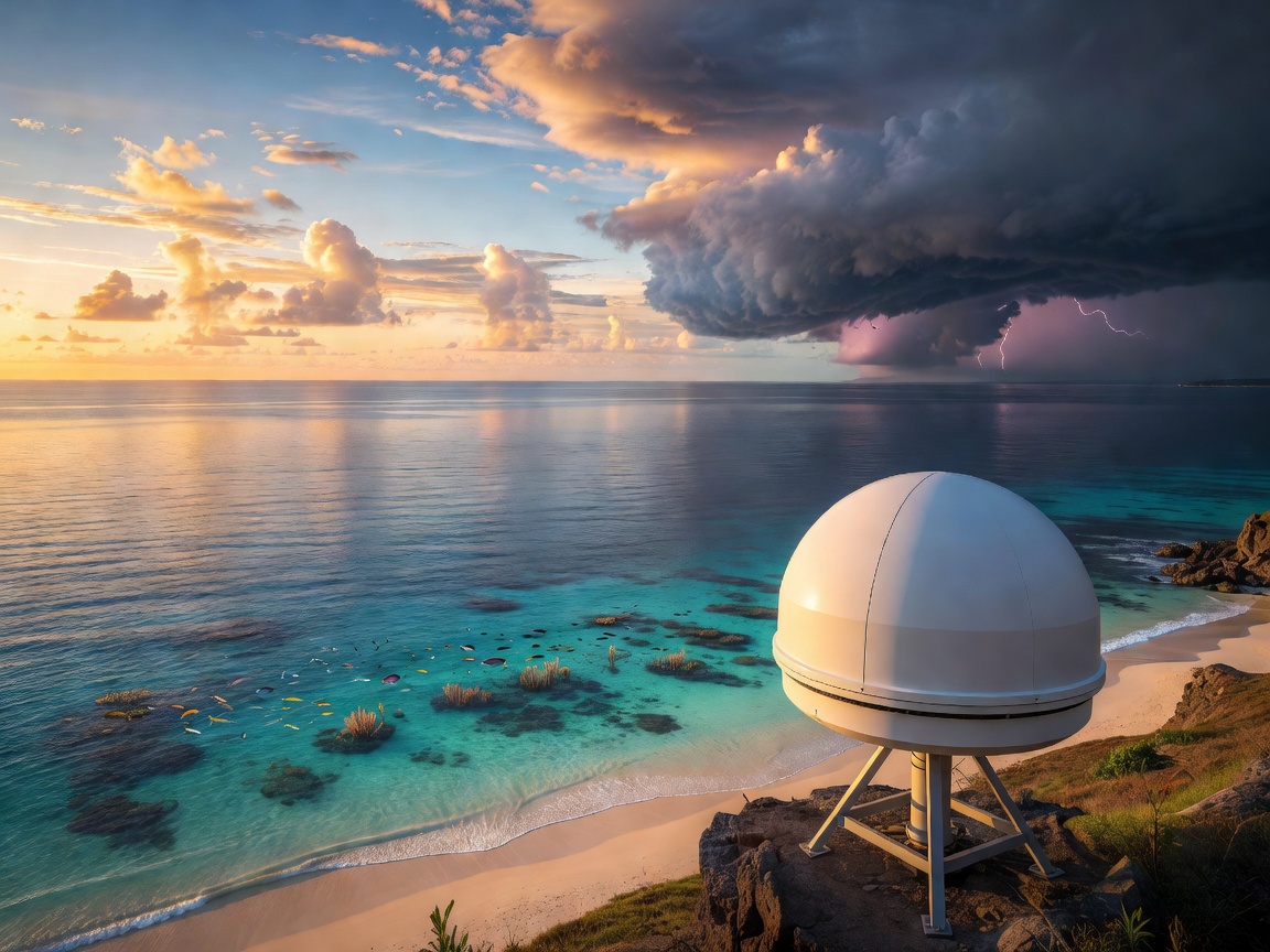 Tropical weather radar and ocean clarity coastal view